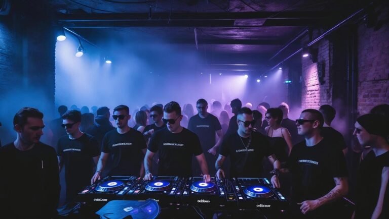 Underground techno club in Warsaw with strobe lights, fog, and dancing crowd – Best Techno Clubs in Warsaw