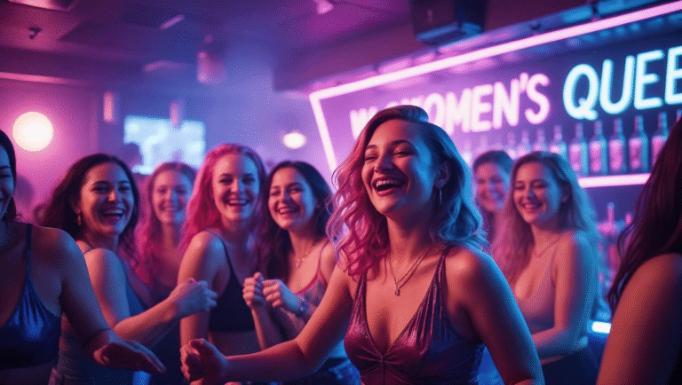 Diverse group of women dancing at an inclusive lesbian club – NYC DC Philly nightlife guide