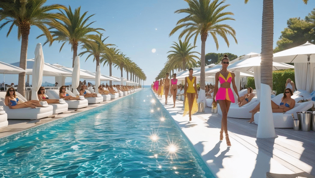 Fashion show runway beside the saltwater pool at Ocean Club Marbella – best beach clubs in Marbella